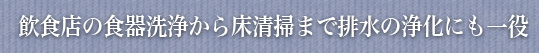 飲食店の食器洗浄から床清掃まで排水の浄化にも一役